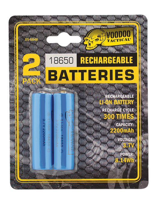 18650 Lithium-Ion Rechargeable Bartries - 2Pk