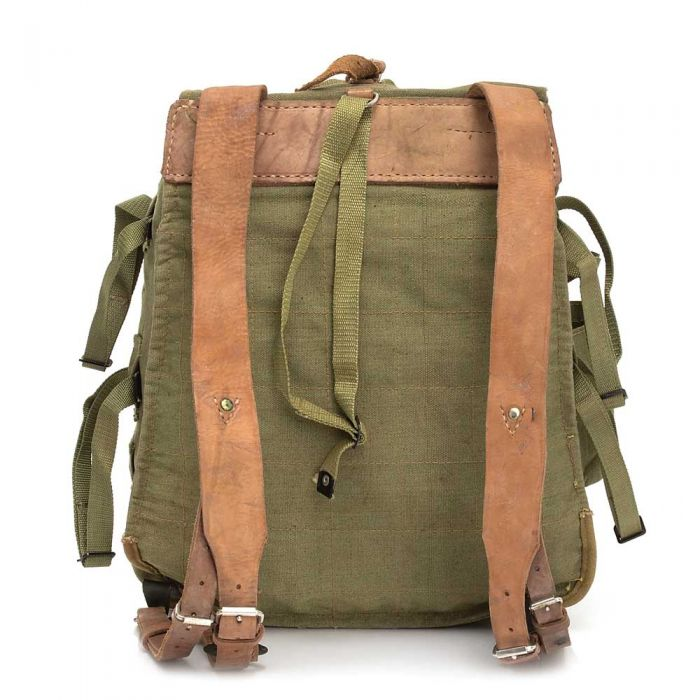 Romanian Canvas Vintage Rucksack Leather Straps